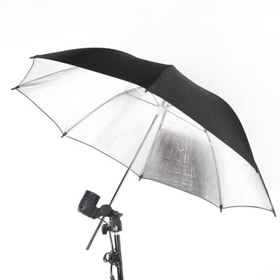 

102cm 40in Studio Photo Strobe Flash Light Reflector Black Silver Umbrella