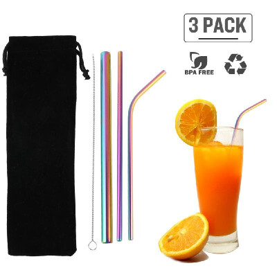 

3Pcs Stainless Steel Straws Reusable Straws Set Matte Drinking Straws FDA-Approved BPA Free for All Sizes Tumblers Cold Beverage C