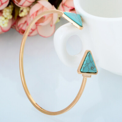 

Stylish Open Triangle Marble Cuff Bracelets For Women Girls