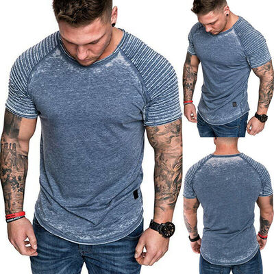 

Fashion Mens Casual Fit Short Sleeve Slim Muscle Bodybuilding T-shirt Tee Tops