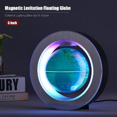

6 Inch Magnetic Levitation Floating Globe Colorful Lighting Blue Earth Globe with LED Color Light Circular Base for Home Office De