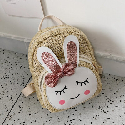 

New Boy Girl Straw Cartoon Backpack School Rucksack Bag Special Necessary