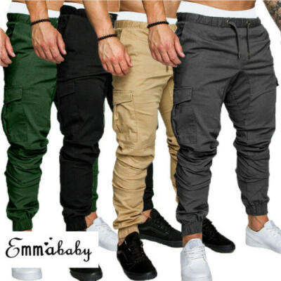 

Mens Slim Fit Urban Jogger Cargo Straight Leg Trousers Casual Pencil Pants New