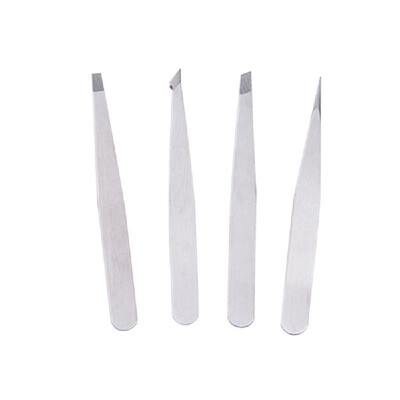 

4pcs Eyebrow Tweezers Stainless Steel Hair Removal Makeup Tool Kit Point TipSlant TipFlat Tip