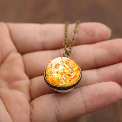

Universe Milky Way Galaxy Planet Art Necklace for Sweater Birthday Gift