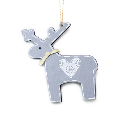 

1 Pc Christmas Tree Wood Painted Elk Pendant Christmas Party Decor Deer Pendants