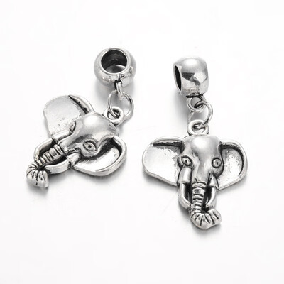 

Elephant Tibetan Style Alloy European Dangle Beads Antique Silver 43mm Hole 5mm