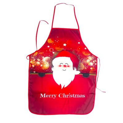 

Christmas Apron Tree Deer Snowman Printing Ornaments Christmas Apron Big Pocket Brief Fabric Kitchen Baking Cooking Bib Apronfor