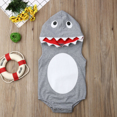 

Infant Baby Boys&Girls Sleeveless Cartoon Hooded Romper Bodysuit Clothes