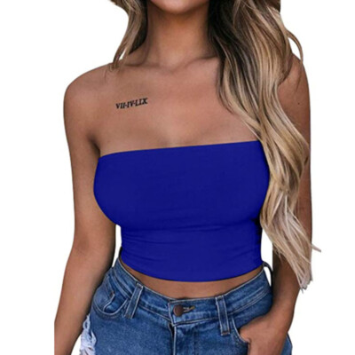 

Women Off Shoulder Elastic Tube Tops Bra Blouse Strapless Bandeau Crop Top Shirt