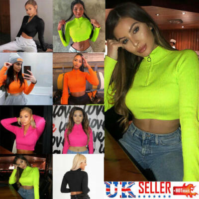 

Women Slim Fit Cropped Tops Long Sleeve Shirts Solid Sexy Pullover Casual Blouse