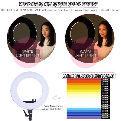 

Andoer 18 Inch LED Video Ring Light Fill-in Lamp Studio Photography Lighting 50W Adjustable Brightness 3200K-5500K Color Temperatu