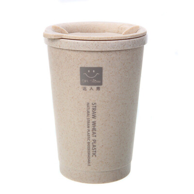 

Siaonvr 280ML Wheat Straw Portable Double-wall Portable Office Coffee Tea Mug Cups Gifts