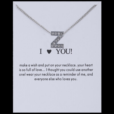 

Sale 26 Letters Pandent I Love You Fashion Simple Silvery Chain Rhinestone Charm Crystal Women Necklace Jewelry Gift