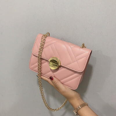 

2019 new simple fashion casual shoulder bag female foreign style texture chain Messenger bag wild embroidery line small square bag