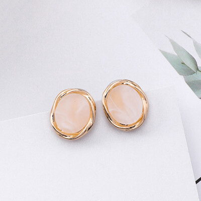 

Usable Simple Round Acrylic Ear Stud Cool Marble Earrings Women Fashion Retro Earrings