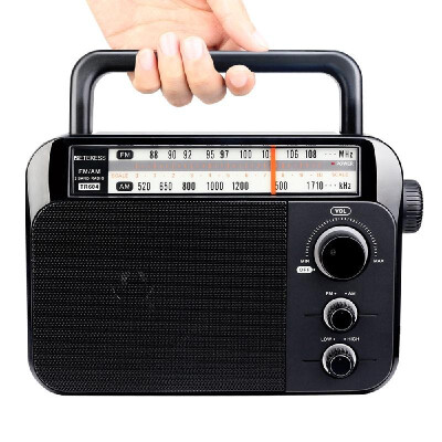 

Retekess TR604 AM FM Radio for the Elderly Two Band Radio Portable Handle Battery & AC Powered Black