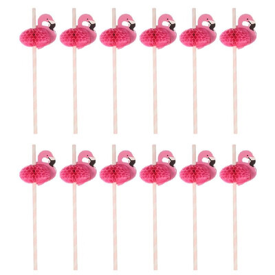 

24pcsset Cute Food Grade Paper Straws for Birthday Wedding Celebration&Party Multifunctional Straws with Flamingo Decorated