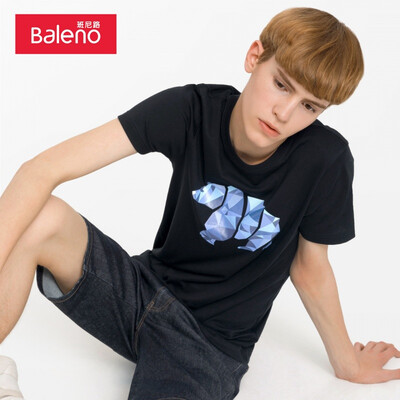 

Baleno T-shirt male 2019 summer cotton printed short-sleeved shirt loose bottoming shirt male 88902286 00A S