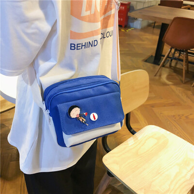 

Small BAG canvas bag lady one shoulder slanting bag leisure Baitao ins harbor chic wind collision color bag