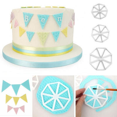 

EASY BUNTING CUTTERS Icing Sugarcraft Cake Cupcake Decorating Set of 3