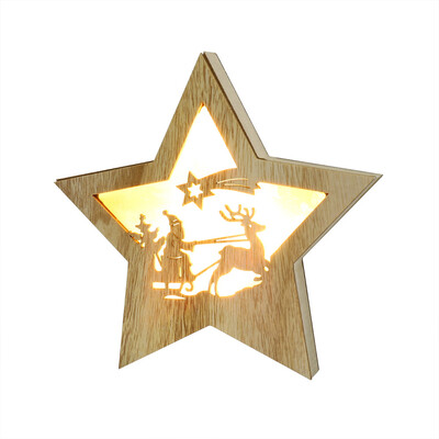 

Tailored Wooden Five Pointed Star LED Lights Christmas Halloween Decoration Bedside Lamp