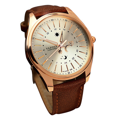 

YAZOLE 368 Leather Watch Men Top Brand Luxury Brand Wristwatch Male Clock Quartz Watch