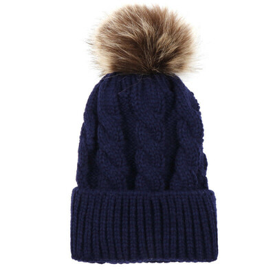 

New Hot Women Winter Racoon Fur Pom Pom Big Ball Knit Beanie Cap Bobble Hat