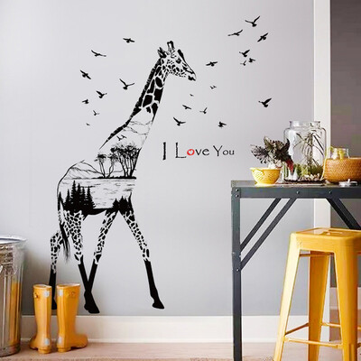 

〖Follure〗Silhouette Giraffe Wall Sticker PVC Removable Art Room Haunted Decal Decor