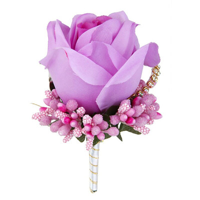 

Wedding Bridal Groom Bling Rhinestone Boutonniere Silk Cloth Rose Flower Corsage