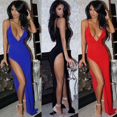 

Womens Strappy Party Deep V Plunge Ladies Midi Dress