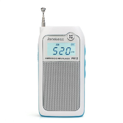 

Retekess PR12 Portable AM FM Stereo Radio Pocket MP3 Player 2 Band Digital Tuning Radio Mini Receiver Outdoor Radio w 12" LCD Di