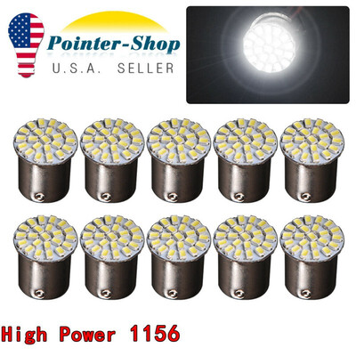 

10x White 1156 BA15S LED Bulbs 22-SMD 1206 Tail Brake Light 1141 1003 6000K 12V