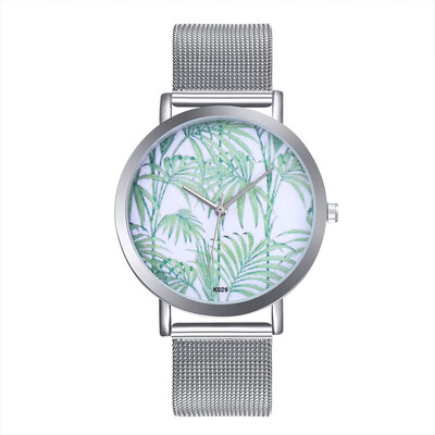 

〖Follure〗Woman Fashion Plant Pattern Alloy Steel Strap Analog Quartz Round Watch