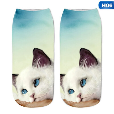 

Christmas Funny Girls Casual Socks 3D Cute Cat Printed Short Socks