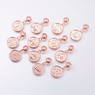 

Alloy European Dangle Beads Large Hole Pendants ConstellationZodiac Sign Rose Gold Mixed 33mm Hole 45mm