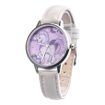 

Fashion Lovely Cartoon Unicorn Watch Stainless Steel Girl Cute Leather Band Quartz Wrist Watches