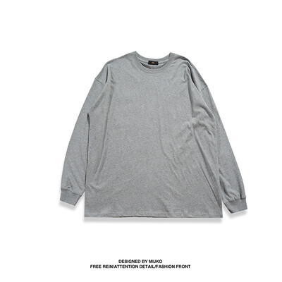 

MIJKO mens womens autumn&winter new products basic candy color wild TEE falling shoulder cotton men&women with high street long sleeve T-shirt tide