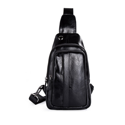 

Simple fashion mens bag outdoor leisure bag sports satchel back riding bag street leather chest bag single shoulder bag