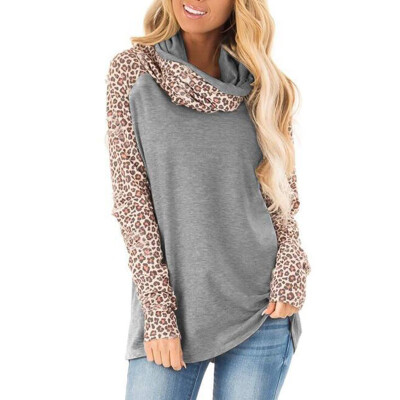 

Women Leopard Sweater O Neck Knit Tops Autumn Winter Pullover Loose Knitwear