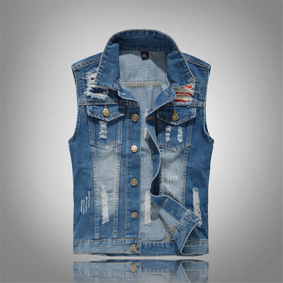 

Toponeto Mens New Fashion Denim Vest Casual Cowboy Jacket In Shoulder Blouse