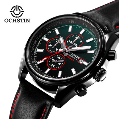 

Augustus OCHSTIN multi-function three-eye running seconds calendar leather belt mens watch mens watch