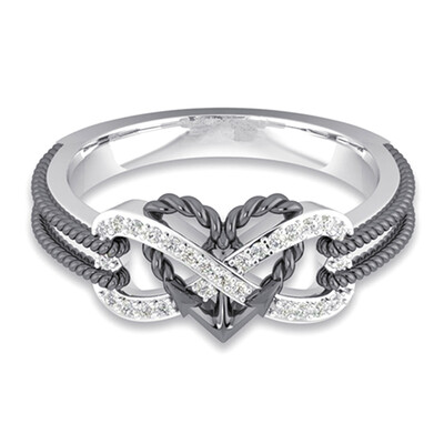 

New Fashion Women Flower Pattern Love Heart Shape Ring Jewelry Accessories Zircon Rings
