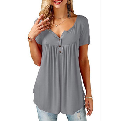 

Women Ladies Summer Cotton Short Sleeve Casual Loose Tops Blouse Tee T-Shirt