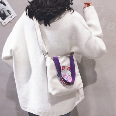 

Bag female 2019 new casual printing shoulder bag Korean version of the wild college students canvas messenger bag