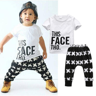 

Toddler Kids Boy Outfits Clothes Short Sleeve T-shirt TopsPants 2PCS Set 0-5T