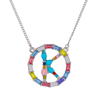 

Letter Fashion Multi-color Zircon Charm Circle Pendant Necklace Necklaces Birthday Jewelry Christmas Gifts