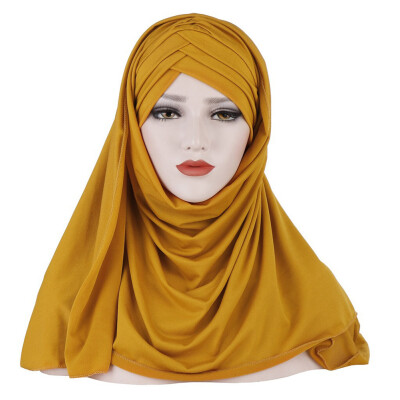 

Muslim Women Under Scarf Islamic Neck Cover Cotton Chemo Hats Solid Color Turban Hijab Scarf Headscarf