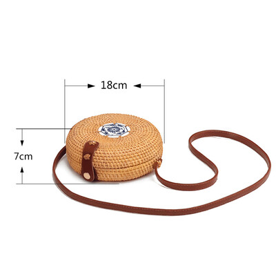 

Women Fashion Handmade Woven Round Straw Bags Summer Beach Style Handbags Bohemian Rattan Crossbody Bags Beach Circular Bags