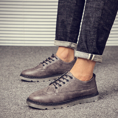 

New mens shoes black business shoes Korean version of Joker casual British Brock tide shoes men
